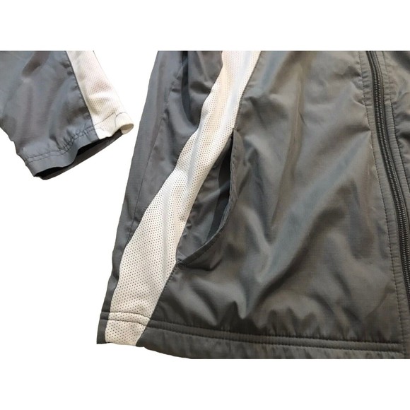 Nike Sportswear Zip Jacket Track Mesh Gray White Stripe Large L 14 16 - Picture 4 of 14